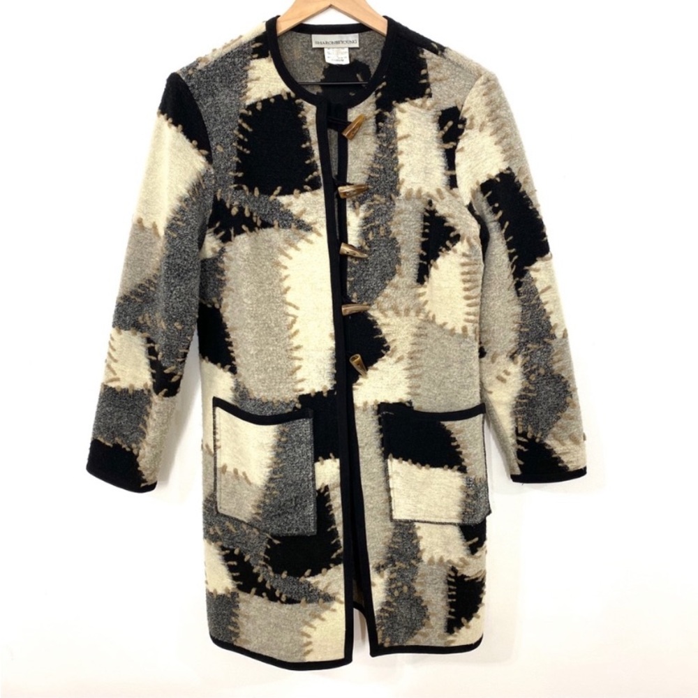 Sharon Young Long Boho Abstract Patchwork Cardiga… - image 1